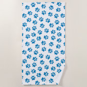 前足、犬の前足、青い前足のパターン ビーチタオル (正面)