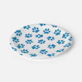 前足、犬の前足、青い前足のパターン ペーパープレート (アングル)