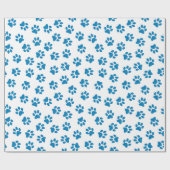 前足、犬の前足、青い前足のパターン ラッピングペーパー (フラット)