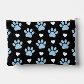 前足、犬の前足、青い前足、白いハートのパターン アクセサリーポーチ (裏面)