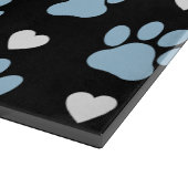 前足、犬の前足、青い前足、白いハートのパターン カッティングボード (角)