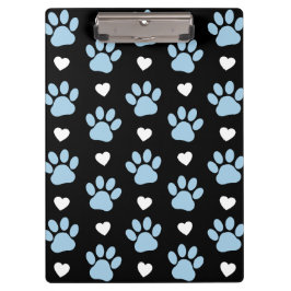 前足、犬の前足、青い前足、白いハートのパターン クリップボード