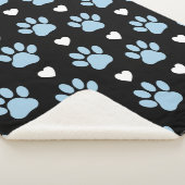 前足、犬の前足、青い前足、白いハートのパターン シェルパブランケット (3/4)