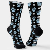 前足、犬の前足、青い前足、白いハートのパターン ソックス (傾斜あり)