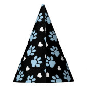 前足、犬の前足、青い前足、白いハートのパターン パーティーハット (裏面)