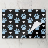 前足、犬の前足、青い前足、白いハートのパターン ペーパーパッド (折り畳み)