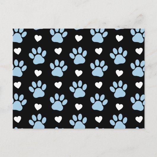前足、犬の前足、青い前足、白いハートのパターン ポストカード (正面)