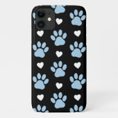 前足、犬の前足、青い前足、白いハートのパターン Case-Mate iPhoneケース (裏面)
