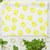 前足、犬の前足、黄色の前足のパターン キッチンタオル (折り畳み)
