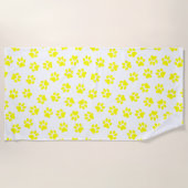 前足、犬の前足、黄色の前足のパターン ビーチタオル (正面)