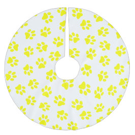 前足、犬の前足、黄色の前足のパターン ブラッシュドポリエステルツリースカート