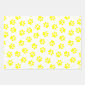 前足、犬の前足、黄色の前足のパターン ラッピングペーパーシート (正面2)