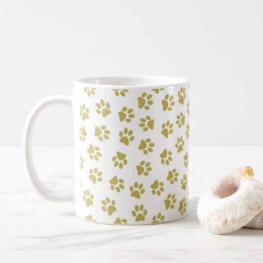 前足、犬の前足、黄金の前足のパターン コーヒーマグカップ (ドーナツ)