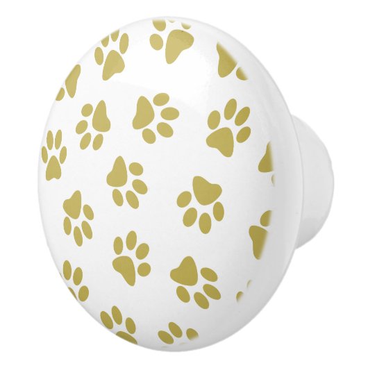 前足、犬の前足、黄金の前足のパターン セラミックノブ (右)