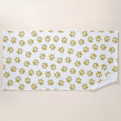 前足、犬の前足、黄金の前足のパターン ビーチタオル (正面)