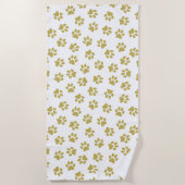 前足、犬の前足、黄金の前足のパターン ビーチタオル (正面)