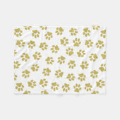 前足、犬の前足、黄金の前足のパターン フリースブランケット (正面(横))