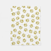 前足、犬の前足、黄金の前足のパターン フリースブランケット (正面)