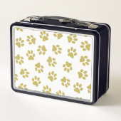前足、犬の前足、黄金の前足のパターン メタルランチボックス (裏面)