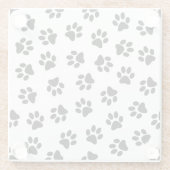 前足、犬の前足、黒い前足のパターン ガラスコースター (裏面)