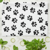 前足、犬の前足、黒い前足のパターン キッチンタオル (折り畳み)