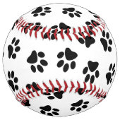 前足、犬の前足、黒い前足のパターン ソフトボール (裏面)