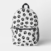 前足、犬の前足、黒い前足のパターン プリントバックパック (正面)