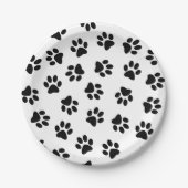 前足、犬の前足、黒い前足のパターン ペーパープレート (正面)