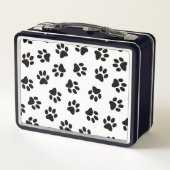 前足、犬の前足、黒い前足のパターン メタルランチボックス (裏面)