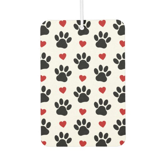 前足、犬の前足、黒い前足、赤いハート カーエアーフレッシュナー (正面)