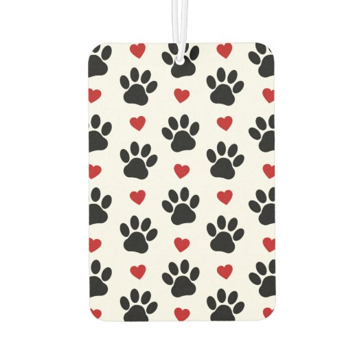 前足、犬の前足、黒い前足、赤いハート カーエアーフレッシュナー (裏面)