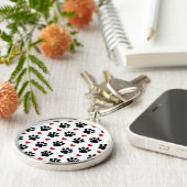 前足、犬の前足、黒い前足、赤いハート キーホルダー (側面)