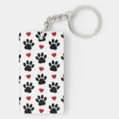 前足、犬の前足、黒い前足、赤いハート キーホルダー (裏面)