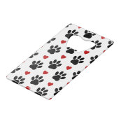 前足、犬の前足、黒い前足、赤いハート クレジットカード栓抜き (正面アングル)