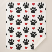 前足、犬の前足、黒い前足、赤いハート シェルパブランケット (正面)