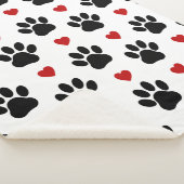 前足、犬の前足、黒い前足、赤いハート シェルパブランケット (3/4)