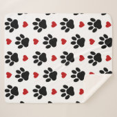 前足、犬の前足、黒い前足、赤いハート シェルパブランケット (正面(横))