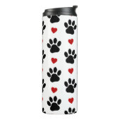 前足、犬の前足、黒い前足、赤いハート タンブラー (回転左)