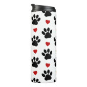 前足、犬の前足、黒い前足、赤いハート タンブラー (回転右)