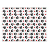 前足、犬の前足、黒い前足、赤いハート テーブルクロス (正面(横))