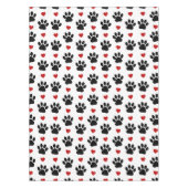 前足、犬の前足、黒い前足、赤いハート テーブルクロス (正面)