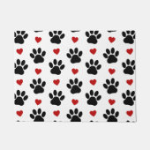 前足、犬の前足、黒い前足、赤いハート ドアマット (正面)