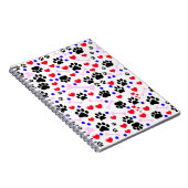 前足、犬の前足、黒い前足、赤いハート ノートブック (右側)