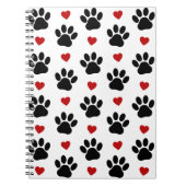 前足、犬の前足、黒い前足、赤いハート ノートブック (正面)