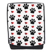 前足、犬の前足、黒い前足、赤いハート バックパック (正面)