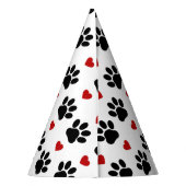 前足、犬の前足、黒い前足、赤いハート パーティーハット (裏面)