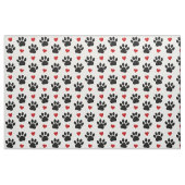 前足、犬の前足、黒い前足、赤いハート ファブリック (ファットクウォーター)