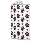 前足、犬の前足、黒い前足、赤いハート フラスク (左)