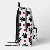 前足、犬の前足、黒い前足、赤いハート プリントバックパック (左)