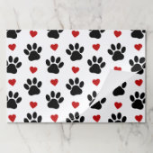 前足、犬の前足、黒い前足、赤いハート ペーパーパッド (折り畳み)